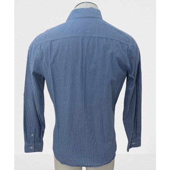 AMERICAN EAGLE OUTFITTERS Blue / White 100% Cotton Athletic Fit Shirt MEDIUM - Picture 3 of 4